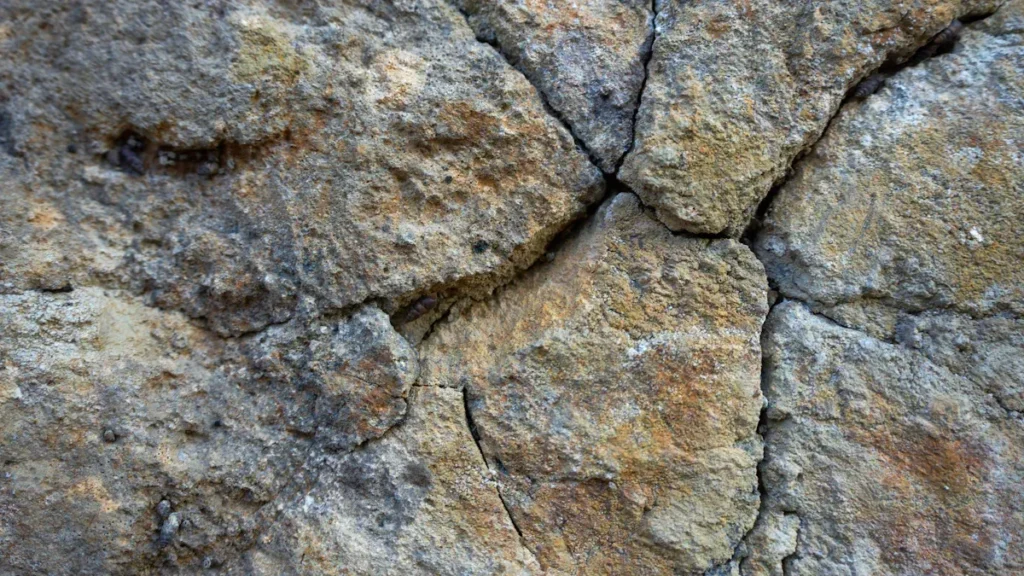 Close up of a cracked stone surface