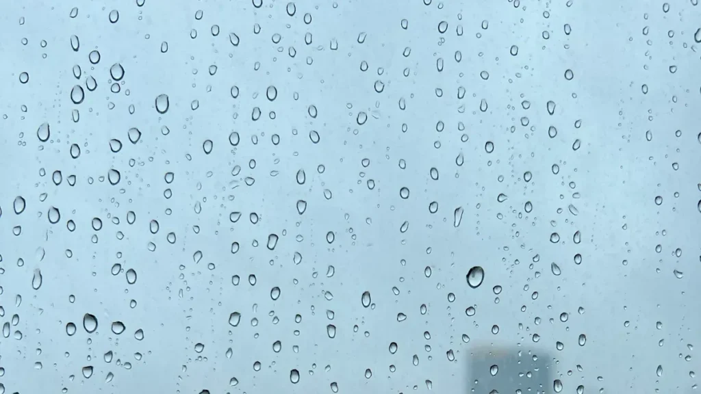 Water droplets on a glass surface