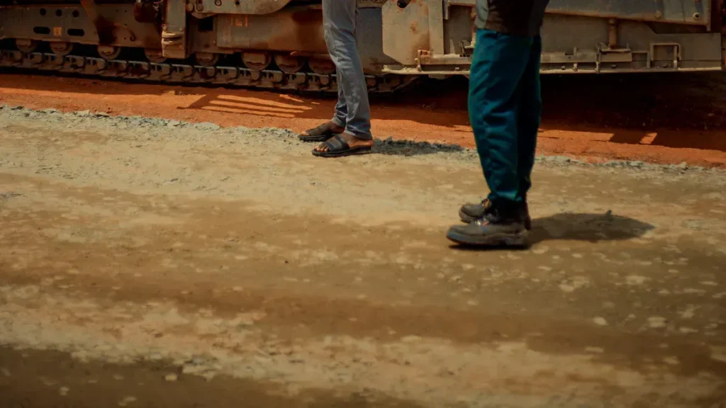 Workers standing in an industrial workshop