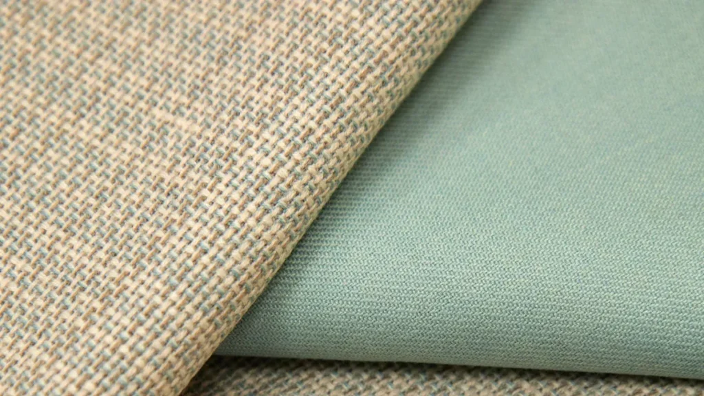 Close up of woven upholstery fabric samples
