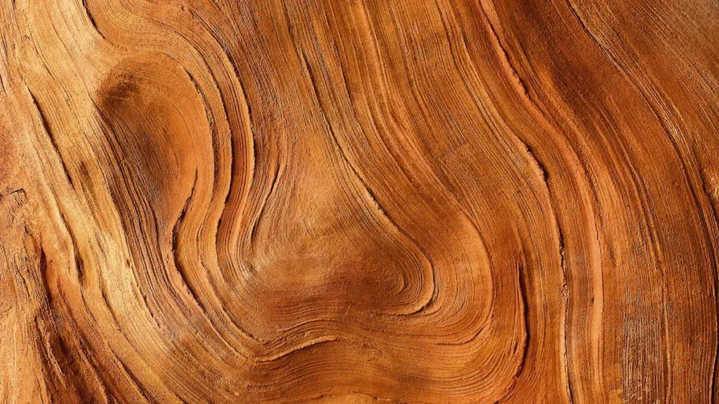 Close up of warm toned wood grain