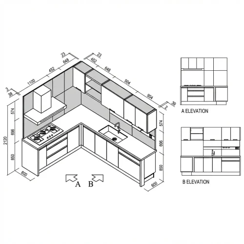 L Shaped Kitchen图纸2